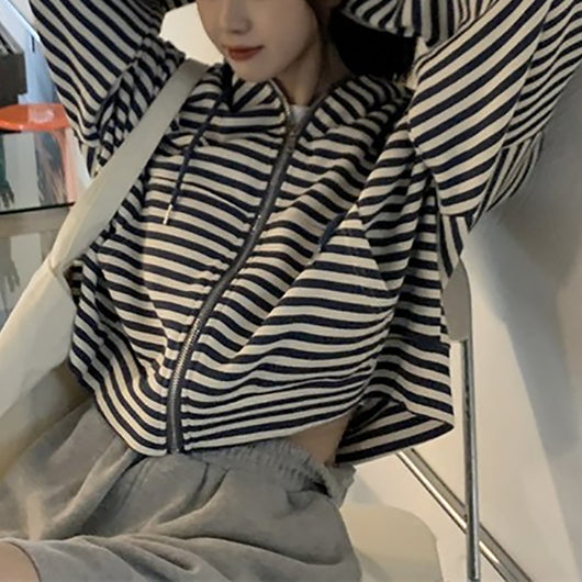 Sudadera Holgada a Rayas con Estilo Relajado