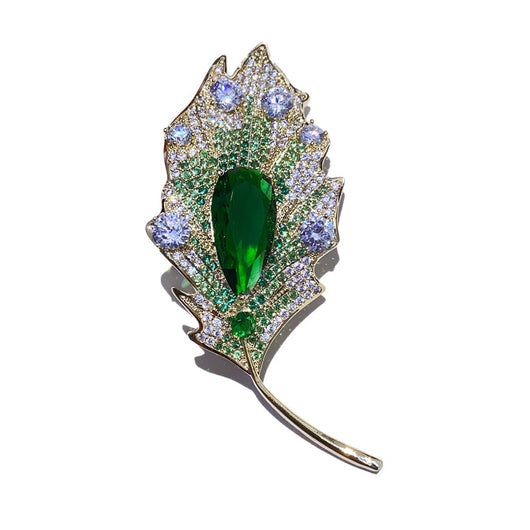 Broche de Hoja Lujo en Cobre y Circón - Image 5
