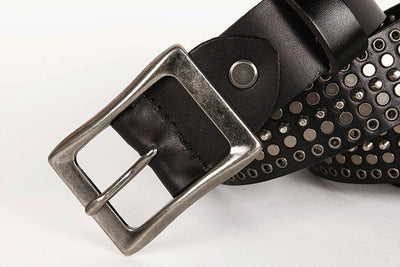 Cinturón de Cuero Ancho 3.5" Unisex con Remaches Calados - Image 5