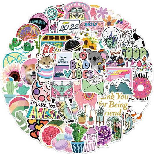 A large collection of cute cartoon animal stickers, including a monkey, pig, shark, penguin, elephant, and more, arranged in a circle. - Image 4