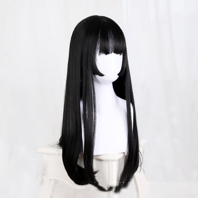 Peluca Larga Liso Negro Estilo Net Red Lolita para Mujer - Image 3