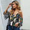 Blusa Hombro Descubierto con Mangas Acampanadas y Estampado