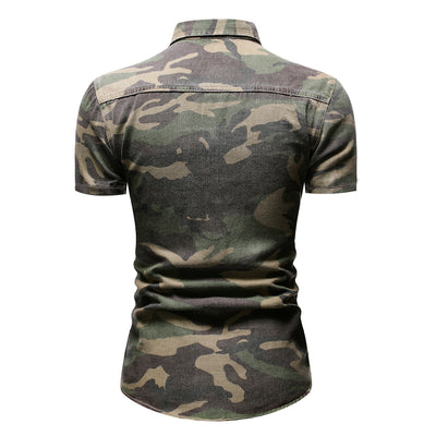 Camisa Camuflaje Slim Fit con Bolsillos - Manga Corta Estilo Coreano - Image 13