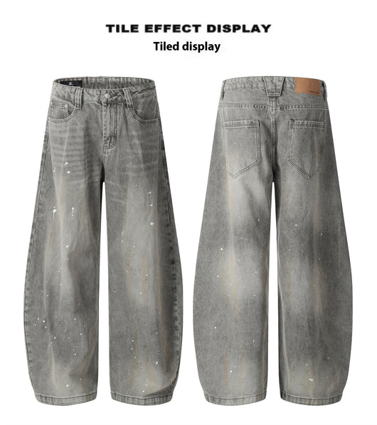 Pantalones Vaqueros Retro Splash Ink Machete para Pareja - Image 9