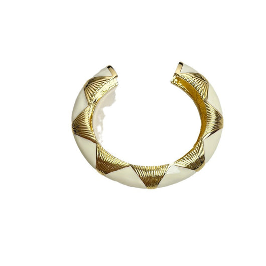 Pulsera Ovalada Retro Francesa Esmaltada Negro Oro con Técnica de Óleo Artístico - Image 5