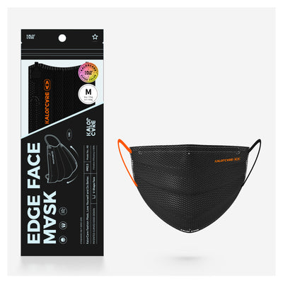 White V-shape face mask with pink ear loops, packaged in a clear and black pouch, size S, by Kalor Cvre. - Image 10