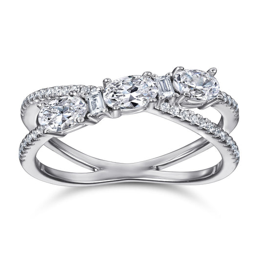 Anillo de Plata 925 con Zirconia Cúbica - Diseño Cruz Giratorio para Mujer