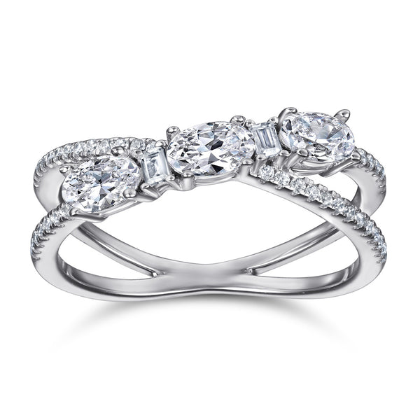 Anillo de Plata 925 con Zirconia Cúbica - Diseño Cruz Giratorio para Mujer