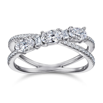 Anillo de Plata 925 con Zirconia Cúbica - Diseño Cruz Giratorio para Mujer