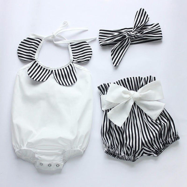 Conjunto de 3 Piezas: Enterizo Halter Girasol con Pantalón de Cintura Alta y Moño