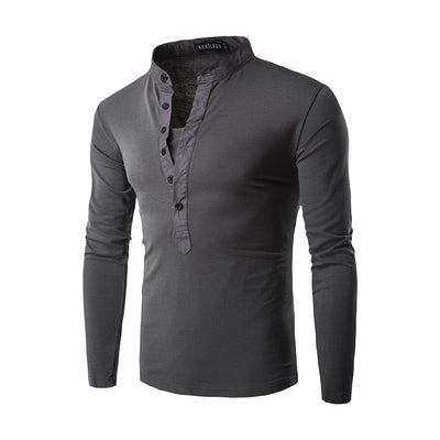 Playera Casual de Manga Larga con Botones Decorativos para Hombre - Image 12