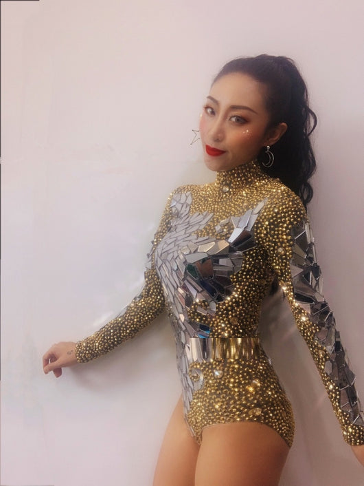 Vestido de Cantante con Cristales Brillantes para Escenario - Image 2