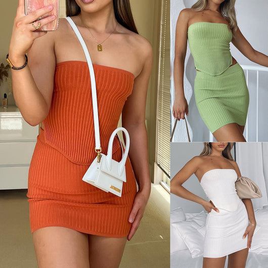 Conjunto Falda y Top Tubo Tejido con Diseño Irregular