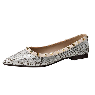 Zapatos Planos Punta Fina con Patrón Piel de Serpiente para Mujer - Image 3