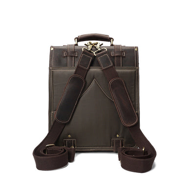 Mochila de Cuero Vintage Crazy Horse para Hombre - Image 5