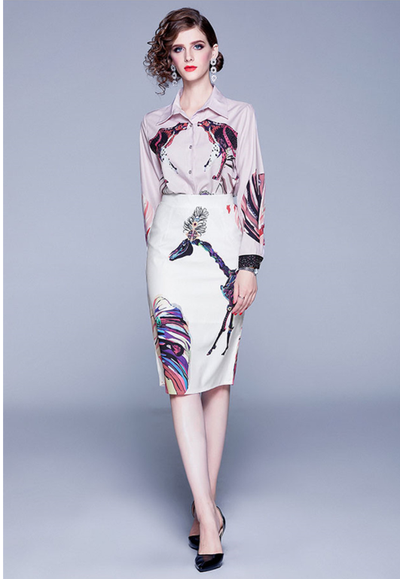 Conjunto de Falda y Blusa Estampada para Mujer - Diseño Elegante - Image 8