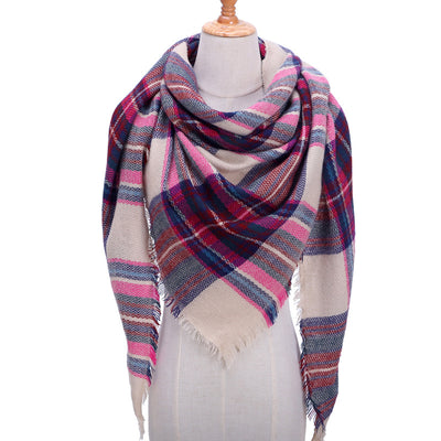 Bufanda de Cashmira Artificial Otoño Invierno Triangular Pareja Cuadros Cálida - Image 19