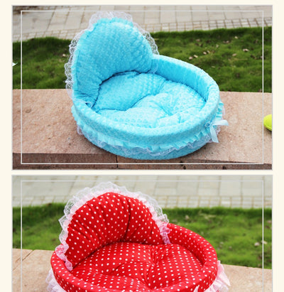 Cama Princesa para Mascotas con Encaje Teddy - Image 13