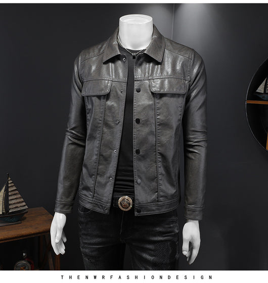 Chaqueta de Cuero PU para Motociclista con Solapa - Estilo Masculino - Image 13