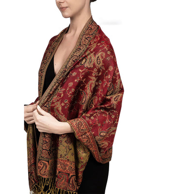 Chal Vintage Étnico con Borlas y Estampado Paisley Jacquard Oriente Medio - Image 6