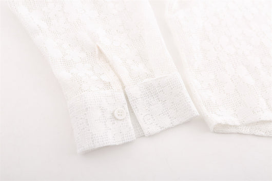 Chaqueta Casual Suelta con Encaje Calado y Mangas Largas - Image 14