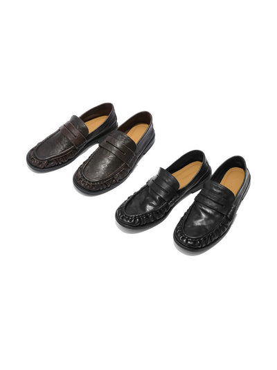 Mocasines de Cuero Lavado Arrugado Mapi Neri Soft - Image 9