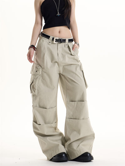 Pantalones Cargo Retro Americano Multi-bolsillos para Mujer - Image 10
