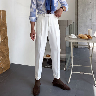 Pantalones Business Casual de Talle Alto Texturizados para Hombre - Image 12