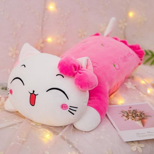 Almohada Larga de Peluche Gato con Corazón para Niñas - Image 3