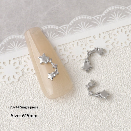 Accesorios de Decoración de Uñas con Moño de Circón Plateado - Image 30