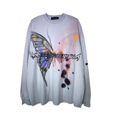 Playera Manga Larga Estampado Tie-Dye Mariposas - Image 6