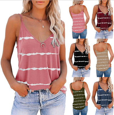 Camiseta sin Mangas Escote V Rayas Estampado - Image 13