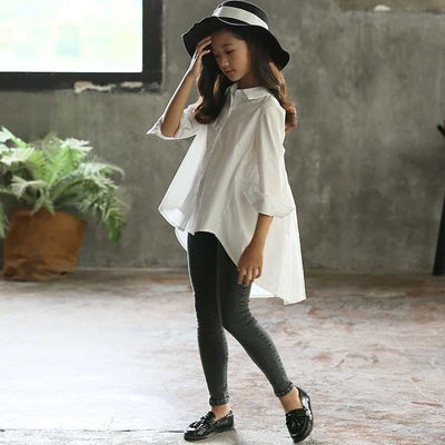Blusas Holgadas Estilo Coreano para Niñas - Camisetas Modernas con Diseño Asimétrico - Image 3