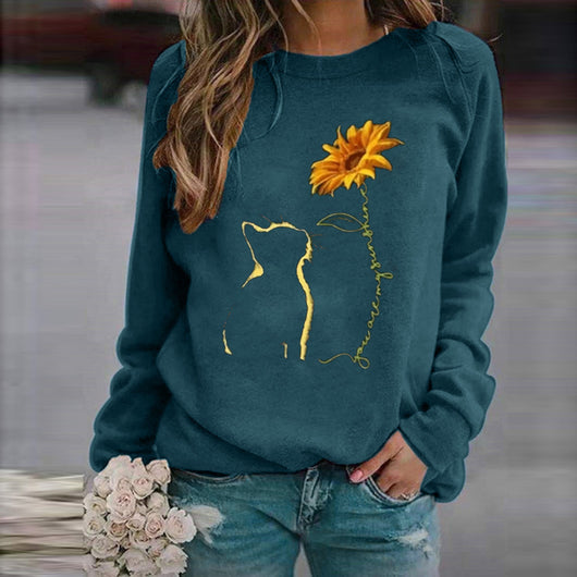 Sudadera Mujer Cuello Redondo Suelta Estampada Manga Larga Casual - Image 15