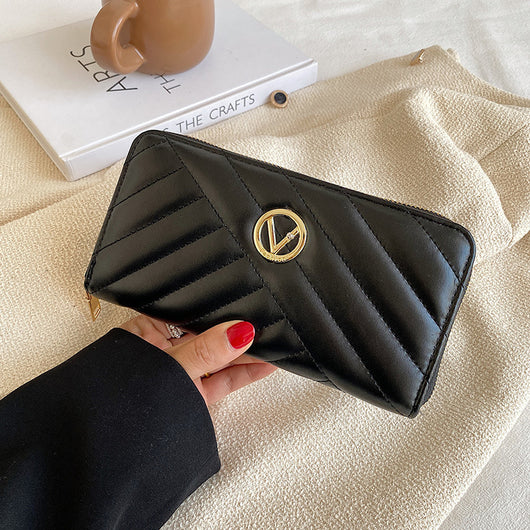 Billetera Mujer con Bordado Lingge - Diseño Elegante Dos Pliegues - Image 8