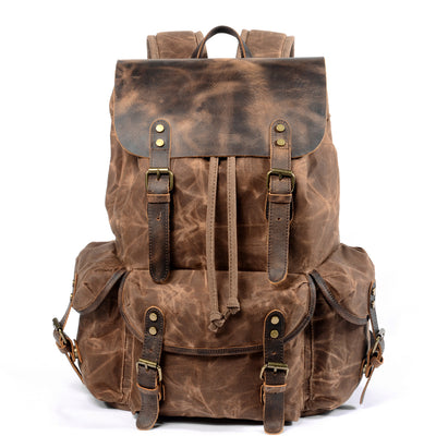 Mochila de Viaje Retro en Lona Encerada con Cordón Ajustable para Hombre - Image 7