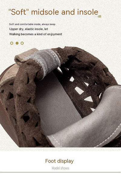 Botas Sandalias Británicas Retro de Cuero Genuino con Punta Cuadrada Hueca - Image 12