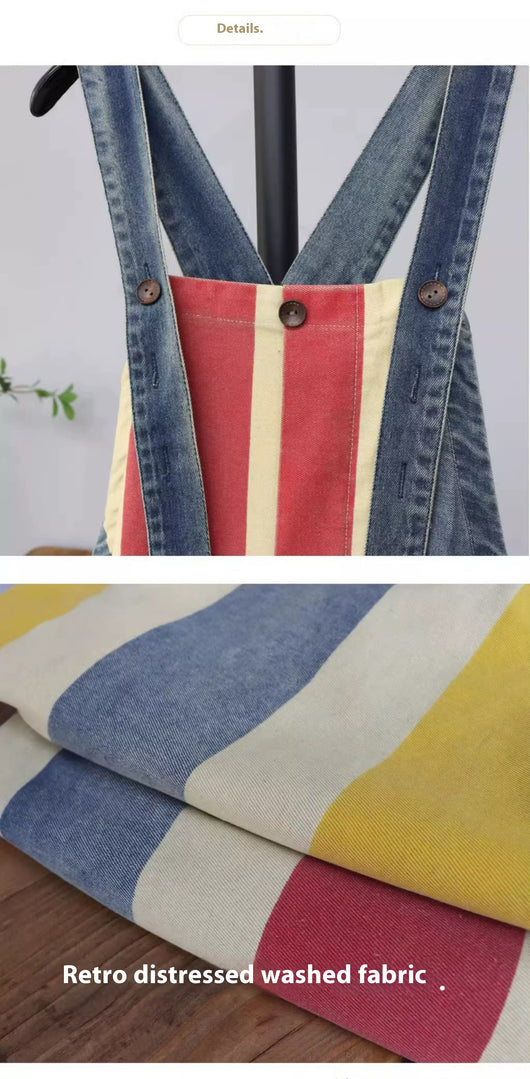 Mono Jumpsuit Denim Rayas Vintage con Tirantes para Mujer - Image 10