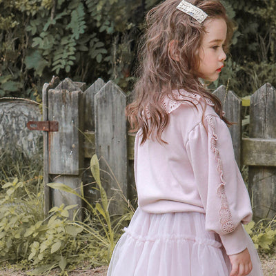 Suéter Infantil Niña Estilo Occidental con Encaje Suelto Manga Larga - Image 4