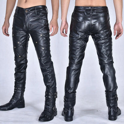 Pantalones de Cuero Ajustados con Cierre para Hombre - Otoño e Invierno - Image 10