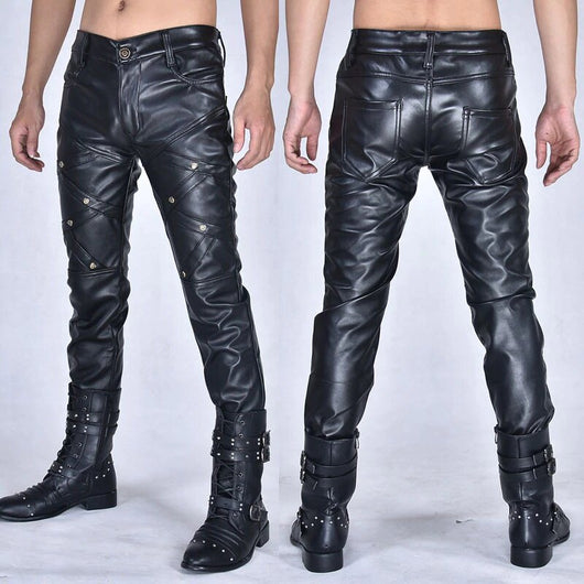 Pantalones de Cuero Ajustados con Cierre para Hombre - Otoño e Invierno - Image 10
