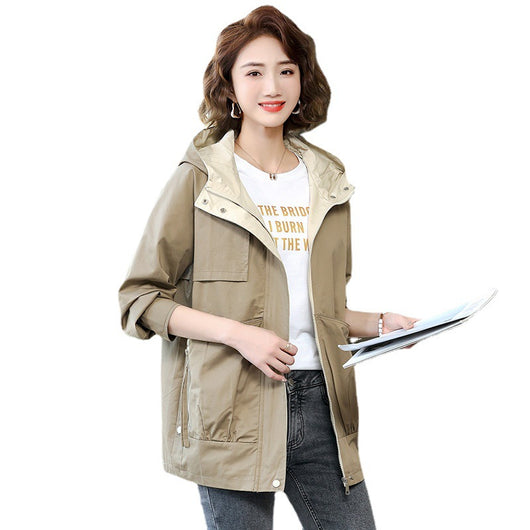 Chaqueta Trench Hooded Coreana Casual Midi para Mujer - Image 4