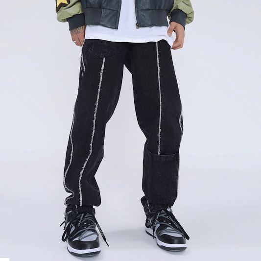 Jeans para Hombre con Bolsillos Decorados y Orilla Deshilachada - Image 2