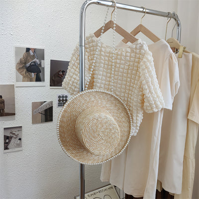 Sombrero de Paja Artesanal con Perlas para Mujer - Image 15