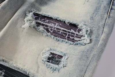Pantalones Vaqueros Rotos Estilo Street Parches Rodillas Expuestas - Image 9