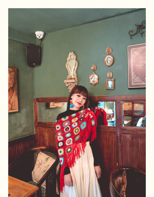 Chal Bohemio Tejido a Mano con Flecos Estilo Étnico - Image 27