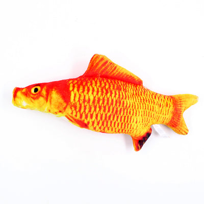 Two plush fish cat toys, one large and one small, with realistic green and brown scale patterns. - Image 21