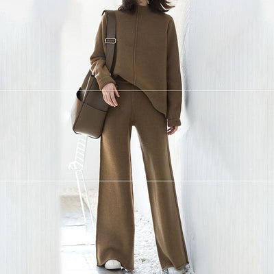 Conjunto de Pantalón Ancho y Suéter Tejido Grueso para Mujer - Image 2
