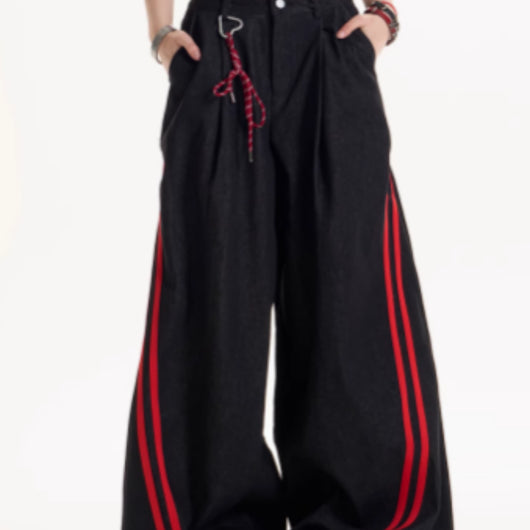 Pantalones Casuales Retro Americano a Rayas con Toque Picante - Image 12