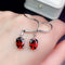 Aretes de Gancho con Granate Rojo Sangre de Paloma Genuino Natural